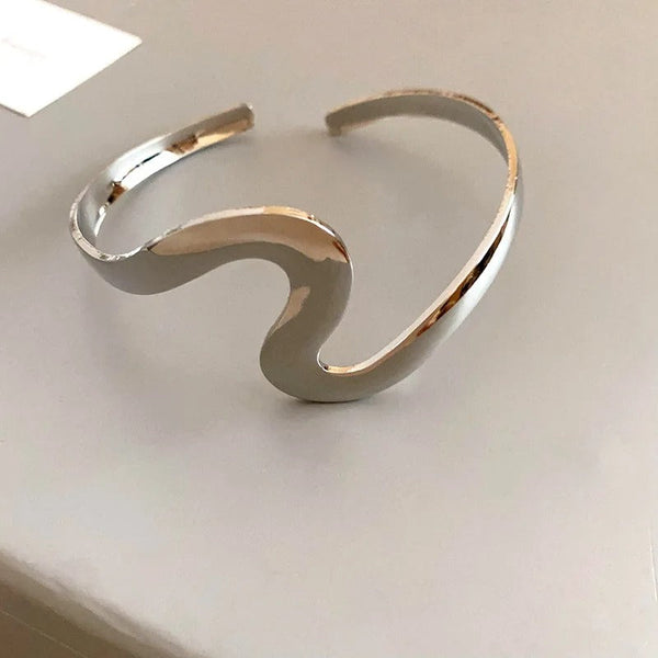 Vintage Silver Twist Cuff Wavy Open Bracelet – Evelyn Rose Jewelry