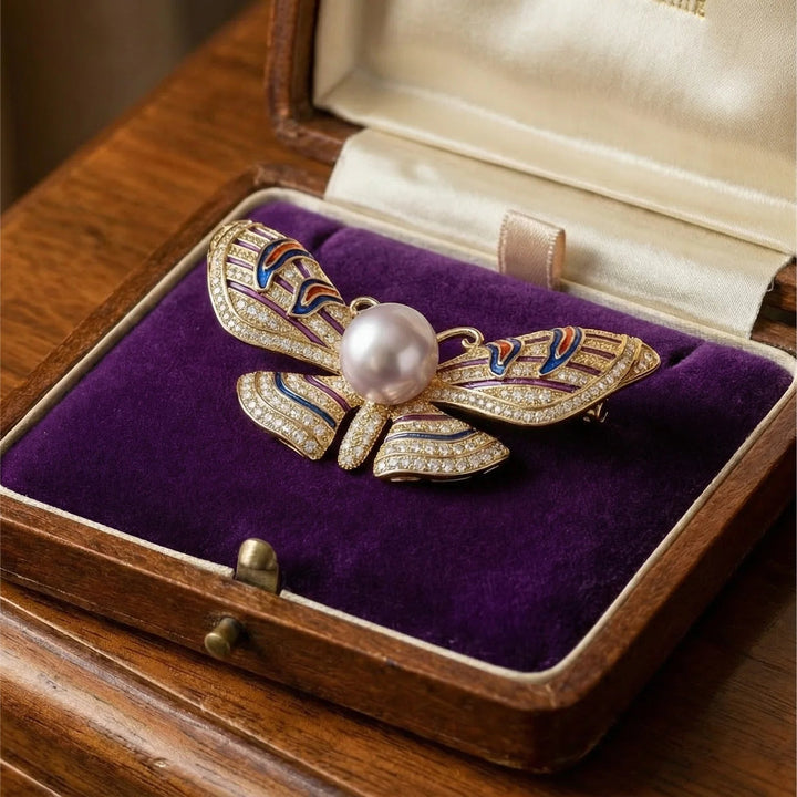 Majestic Pearl Wing Brooch