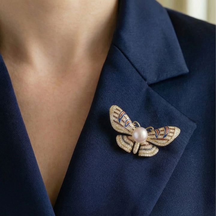 Majestic Pearl Wing Brooch