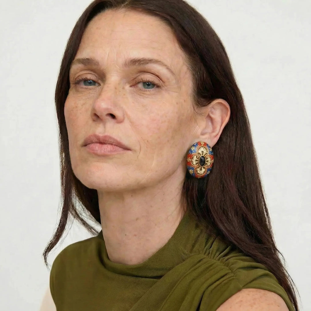 Majesty Enamel Stud Earrings