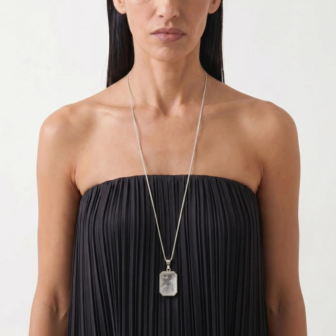 Marique French Vintage Natural Stone Crystal Necklace