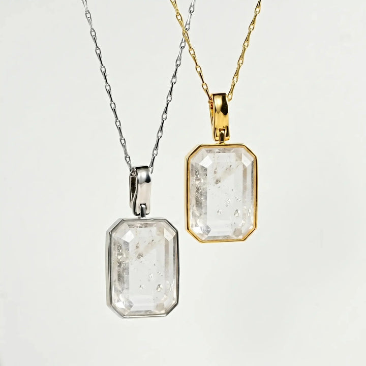Marique French Vintage Natural Stone Crystal Necklace