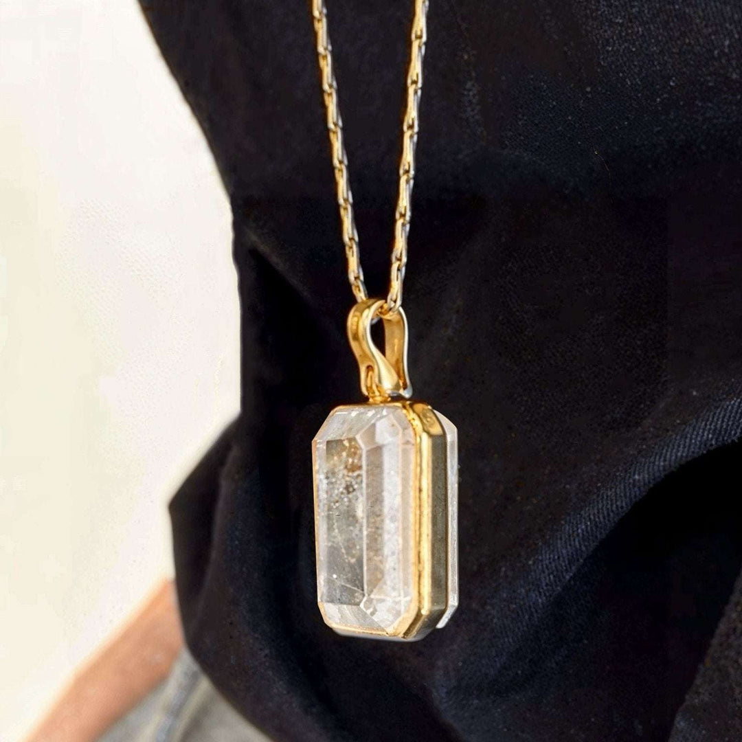 Marique French Vintage Natural Stone Crystal Necklace