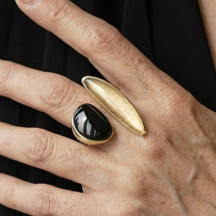 Octavia’s Opulence Natural Agate Vintage Open Ring