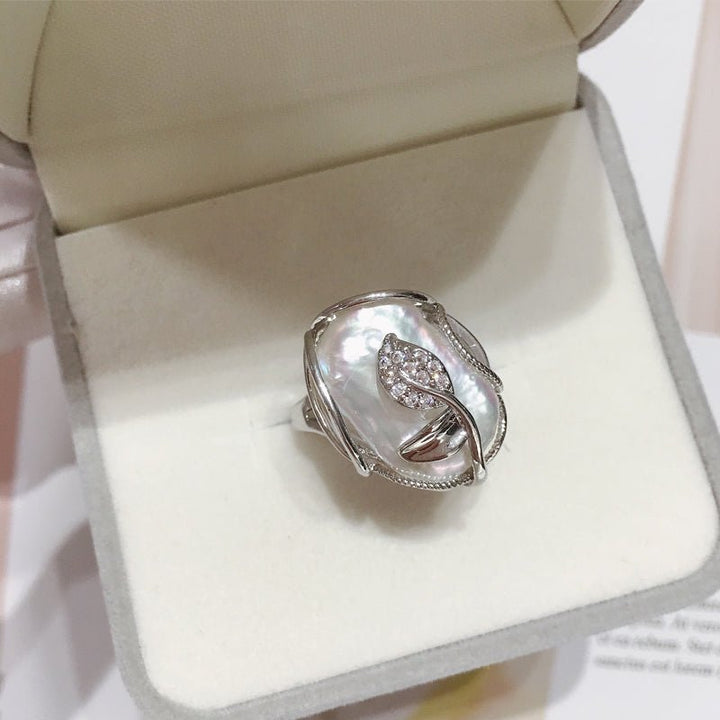PearlLuster 925 Silver Adjustable Ring