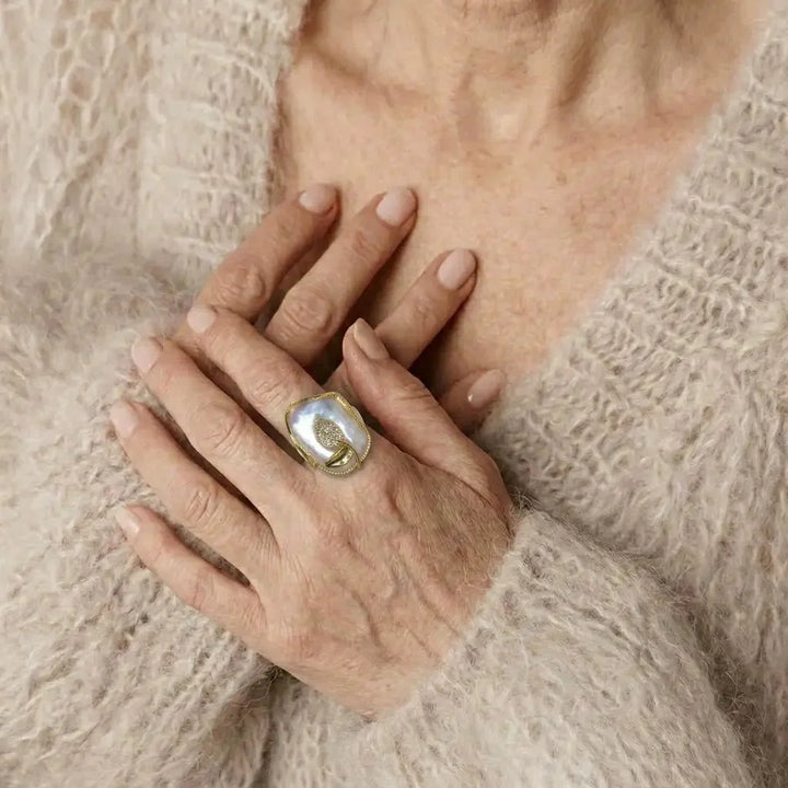 PearlLuster 925 Silver Adjustable Ring