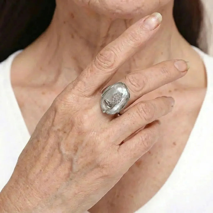 PearlLuster 925 Silver Adjustable Ring