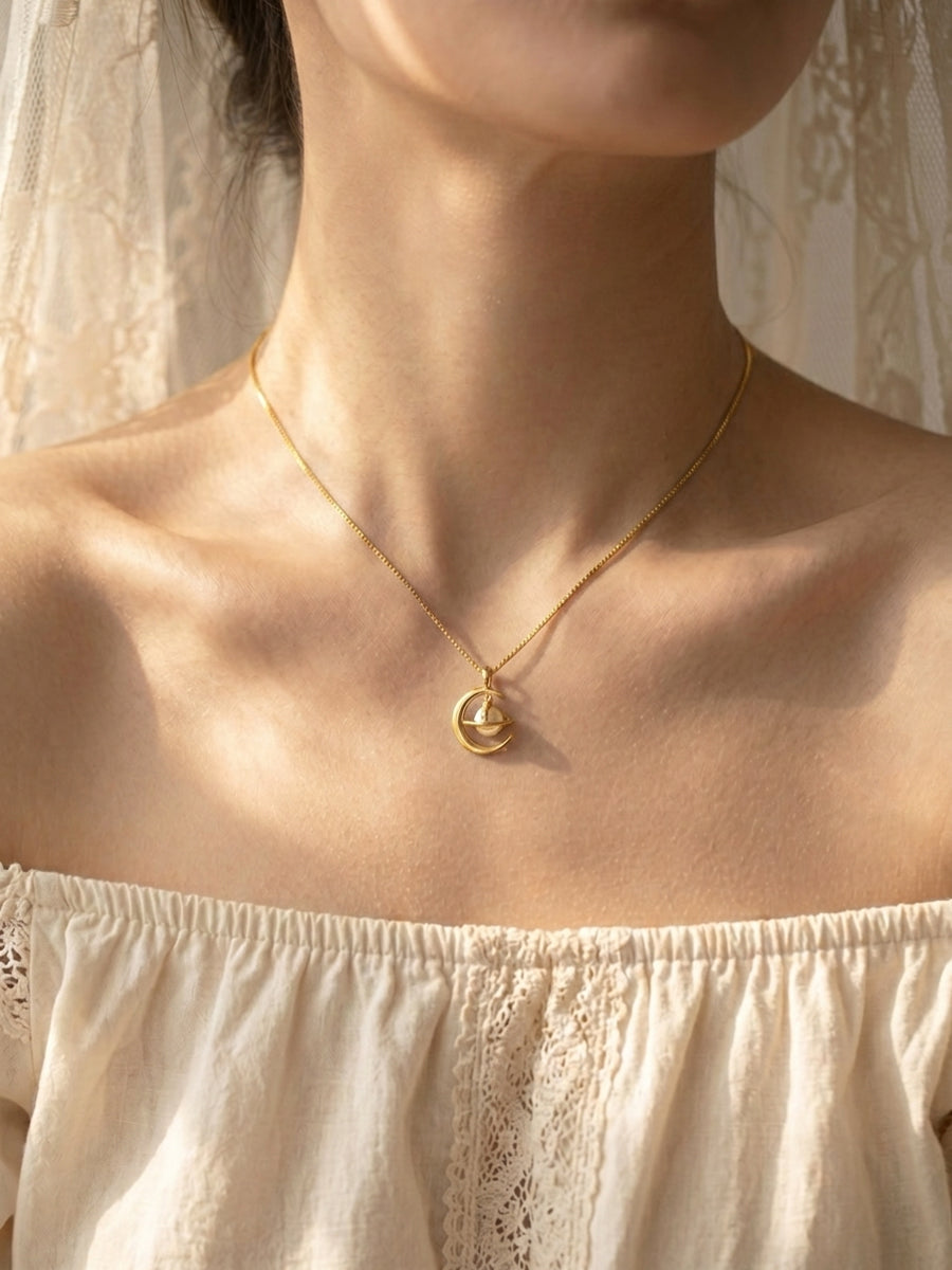 Pearl Saturn Necklace