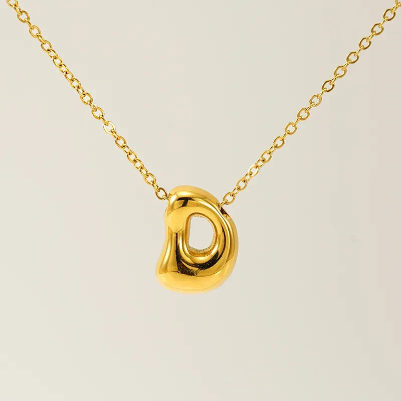 Necklace with balloon letters in 18 karat gold-plated stainless steel