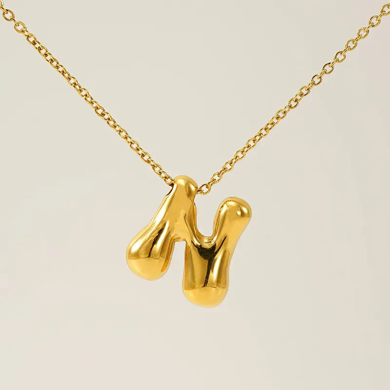 Necklace with balloon letters in 18 karat gold-plated stainless steel
