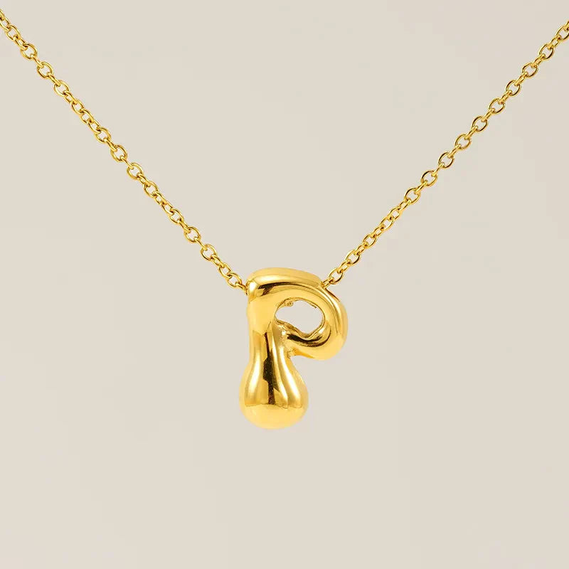 Necklace with balloon letters in 18 karat gold-plated stainless steel