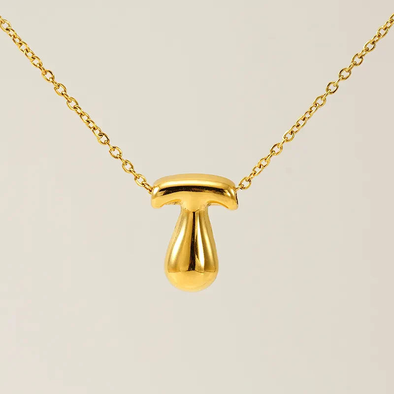 Necklace with balloon letters in 18 karat gold-plated stainless steel
