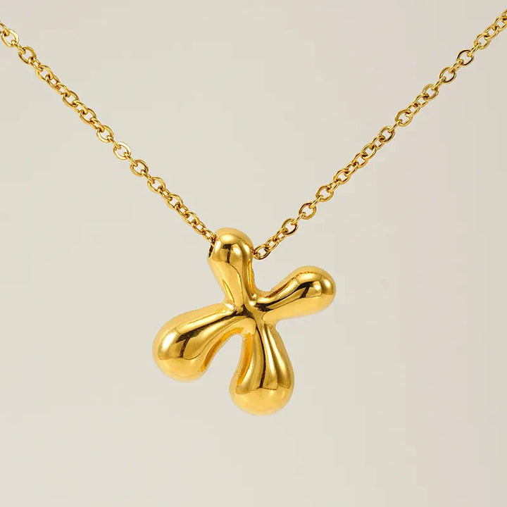 Necklace with balloon letters in 18 karat gold-plated stainless steel