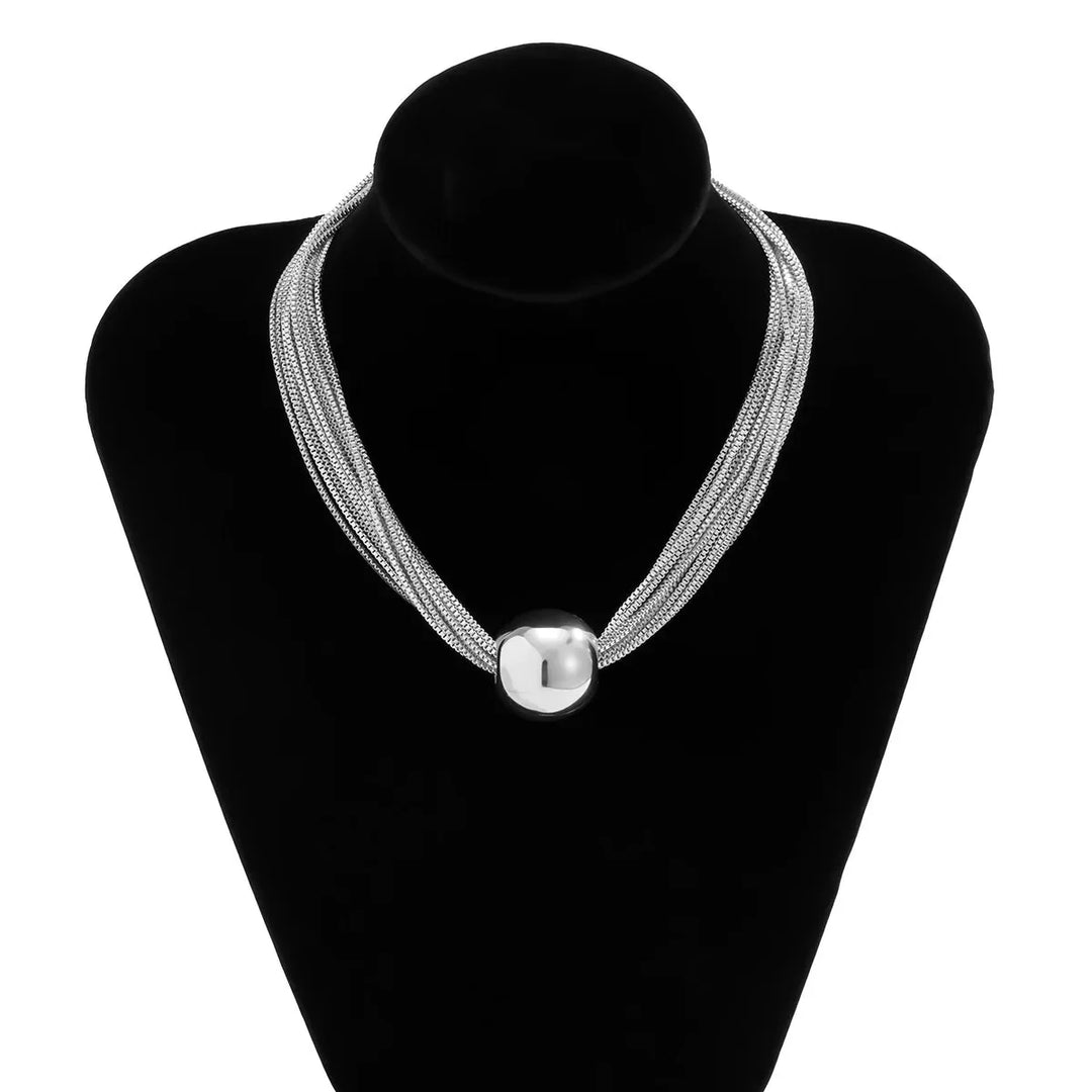 Posh Multi Layered Chain Ball Necklace and Bracelet