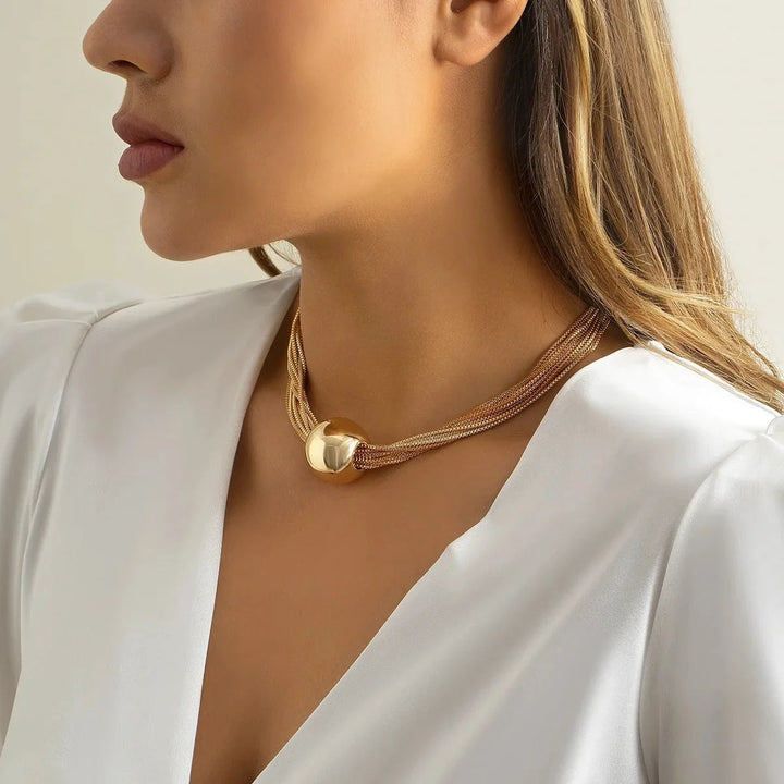 Posh Multi Layered Chain Ball Necklace and Bracelet