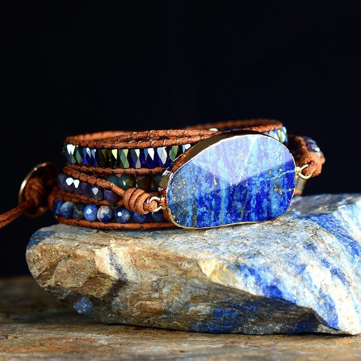 Lapis Lazuli & Sodalite Charm Wrap Bracelet