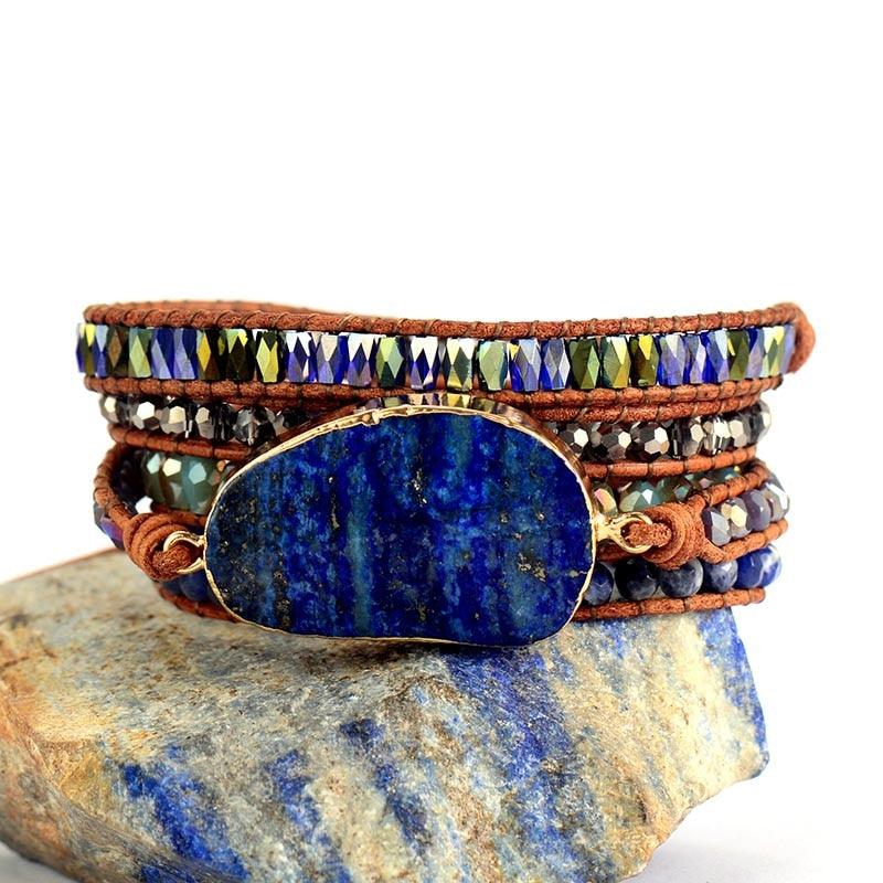Lapis Lazuli & Sodalite Charm Wrap Bracelet