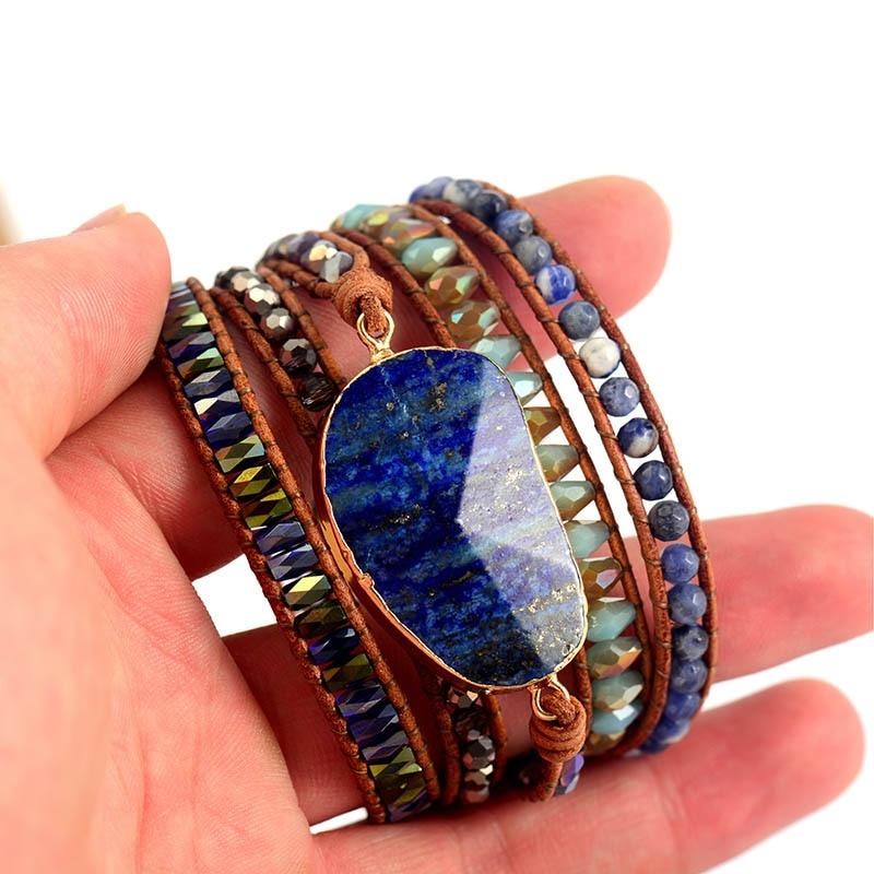 Lapis Lazuli & Sodalite Charm Wrap Bracelet