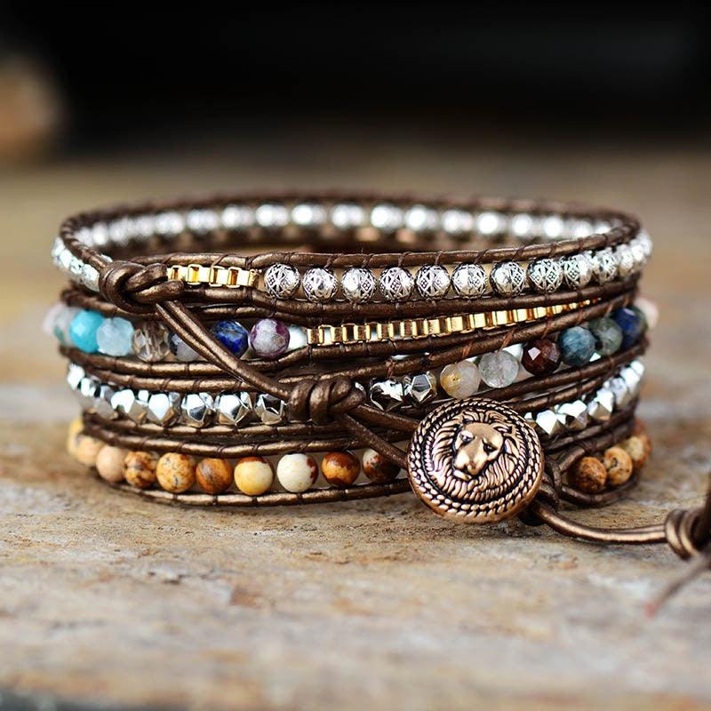 Picture Jasper Charm Wrap Bracelet