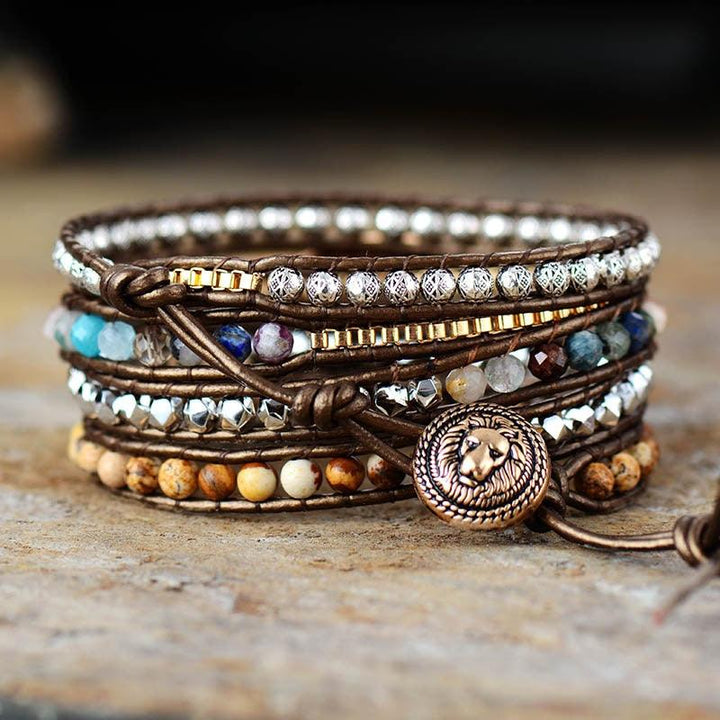 Picture Jasper Charm Wrap Bracelet