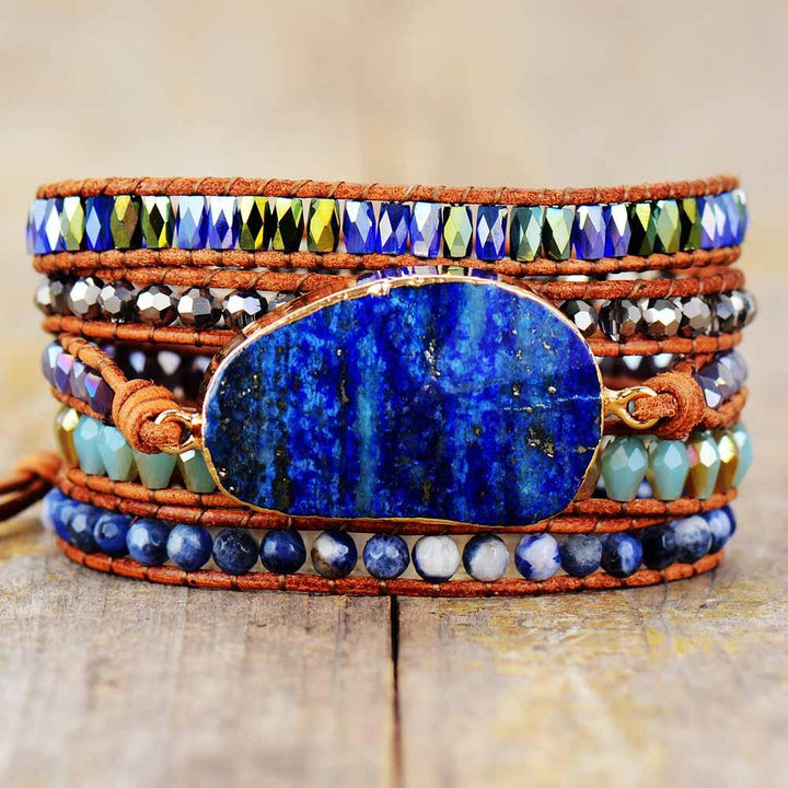Lapis Lazuli & Sodalite Charm Wrap Bracelet