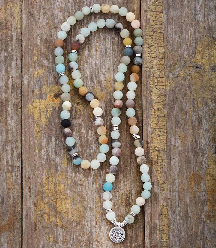 Tranquil Lotus – Amazonite Wrap Bracelet-Necklace
