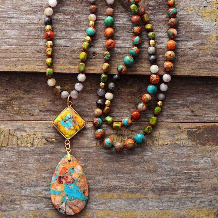 Imperial Jasper Double Pendant Necklace – Agate & Jasper