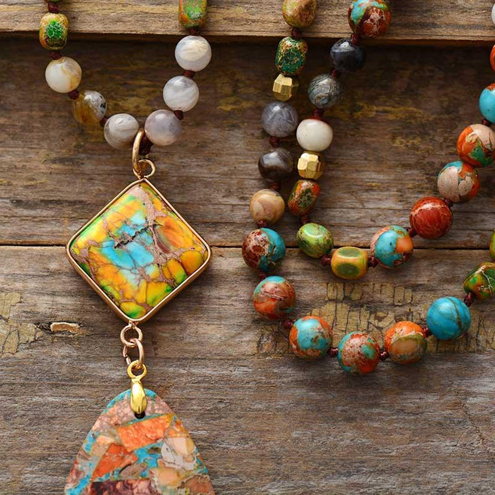 Imperial Jasper Double Pendant Necklace – Agate & Jasper