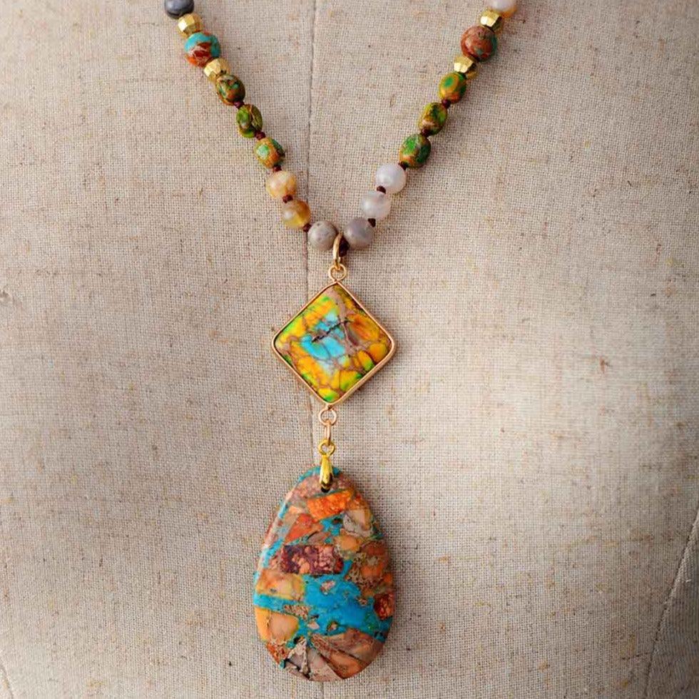 Imperial Jasper Double Pendant Necklace – Agate & Jasper