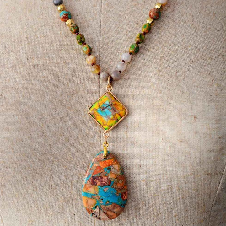Imperial Jasper Double Pendant Necklace – Agate & Jasper