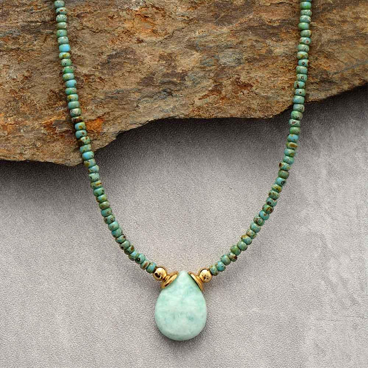 Amazonite Teardrop Pendant Necklace