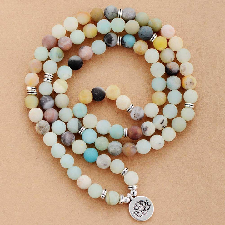 Tranquil Lotus – Amazonite Wrap Bracelet-Necklace