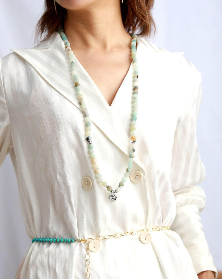 Tranquil Lotus – Amazonite Wrap Bracelet-Necklace