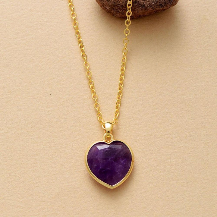 Amethyst Heart Pendant Necklace
