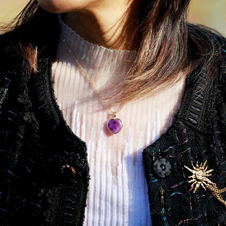 Amethyst Heart Pendant Necklace