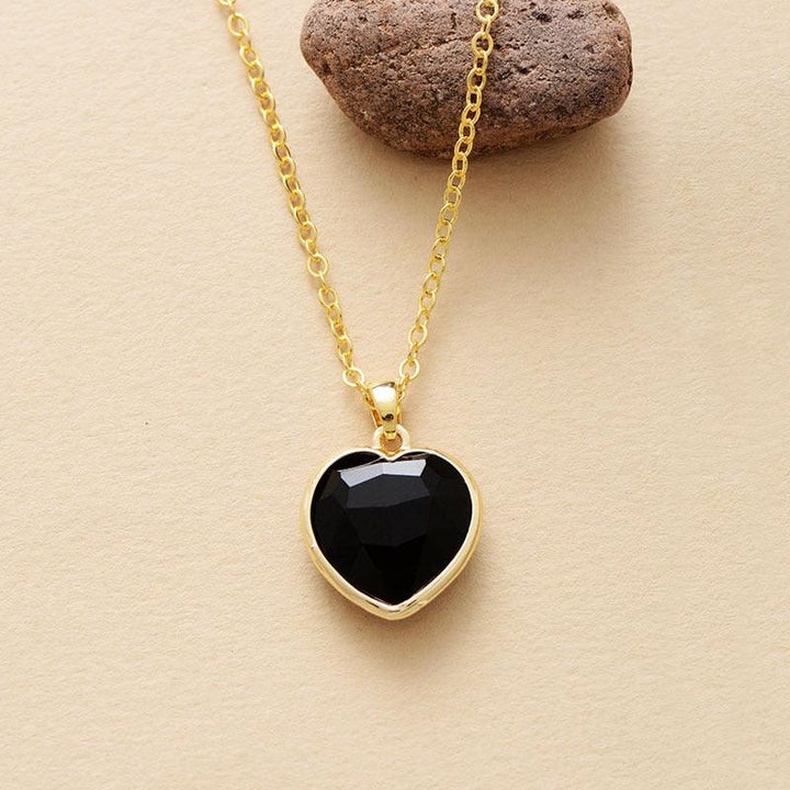 Black Onyx Heart Pendant Necklace