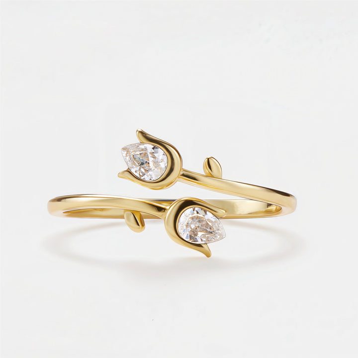 Mother&Daughter Double Birthstones Tulip Ring