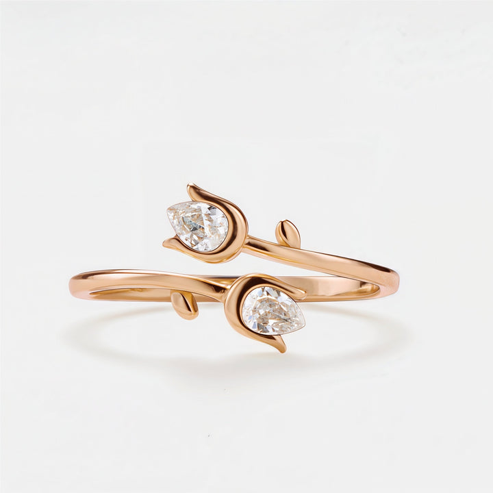 Mother&Daughter Double Birthstones Tulip Ring