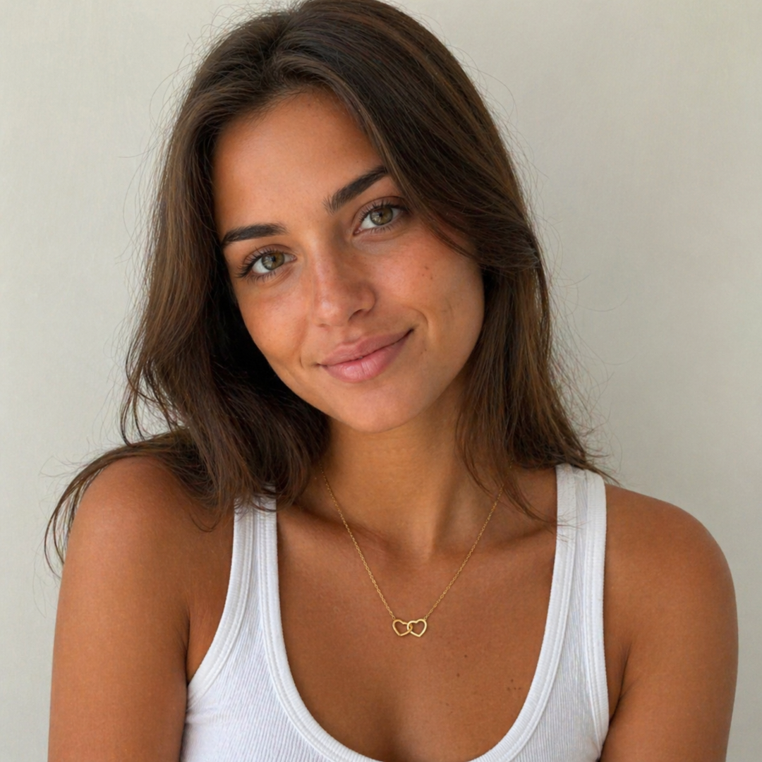 Heart in Heart Necklace in 18 Carat Gold-Plated Titanium
