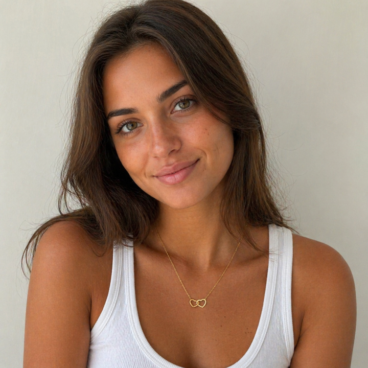 Heart in Heart Necklace in 18 Carat Gold-Plated Titanium