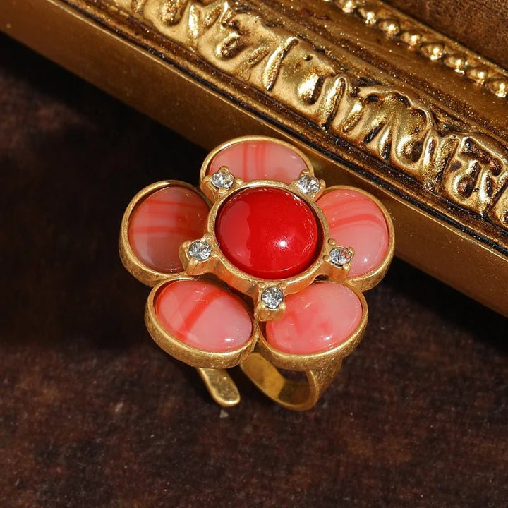 Rosy Halo Garden Ring