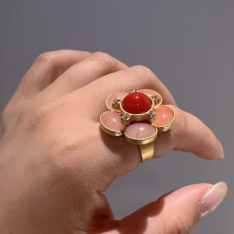 Rosy Halo Garden Ring