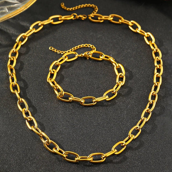 Simple Paperclip Necklace & Bracelet Set