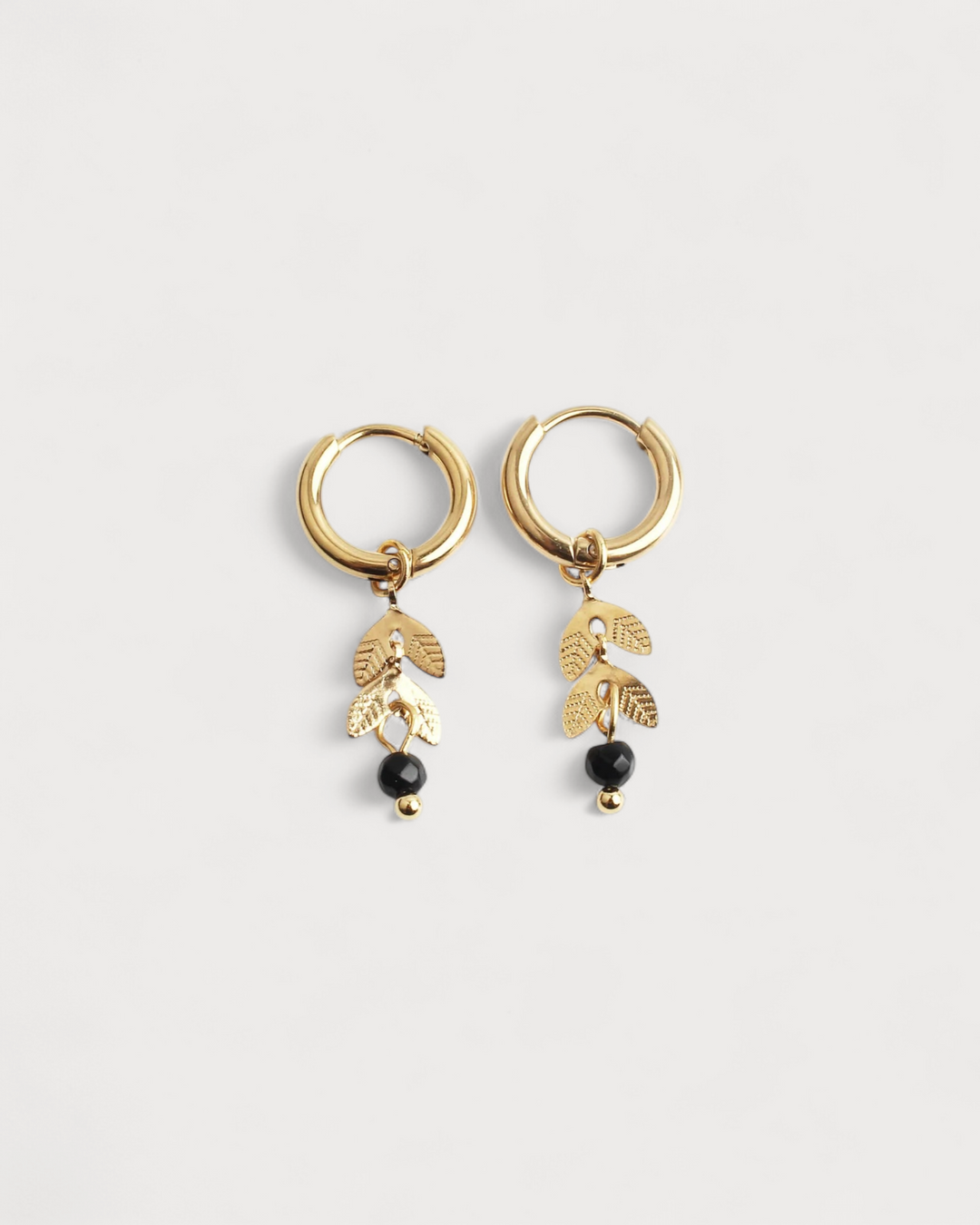 Stone Leaf - Earrings - Natural Stone - Stainless Steel