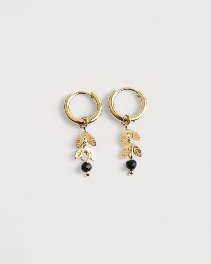 Stone Leaf - Earrings - Natural Stone - Stainless Steel