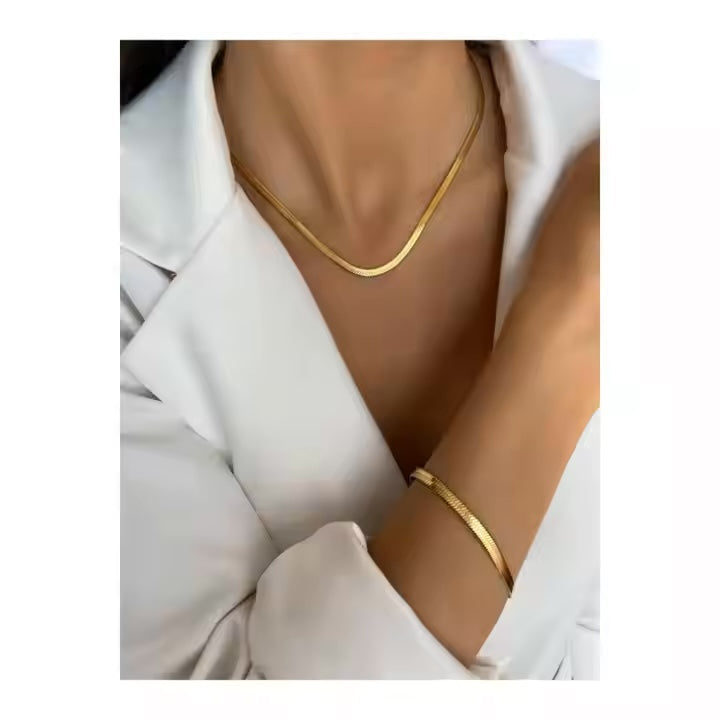 Classic herringbone necklace & bracelet