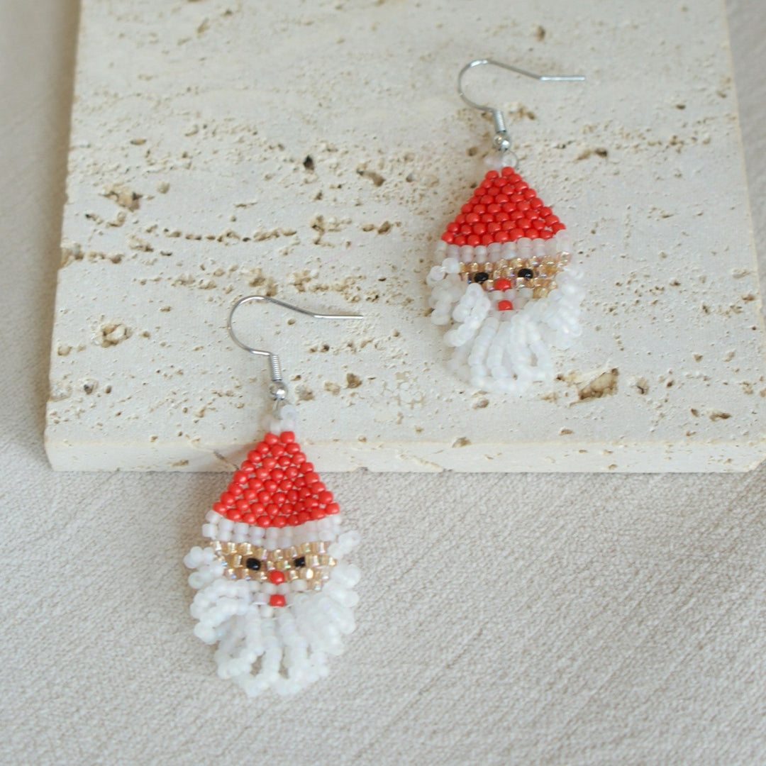 Boho Beaded Santa Claus Earrings