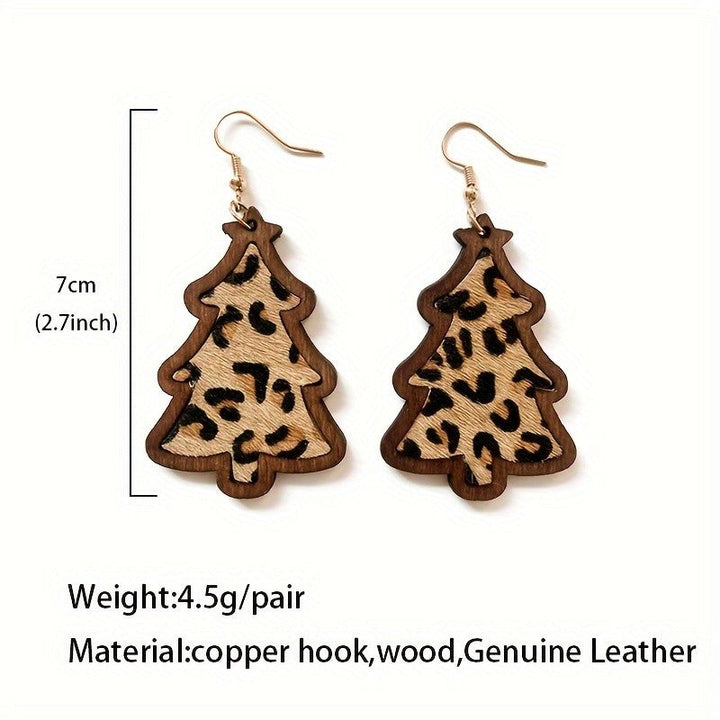 Boho Wooden Christmas Tree Earrings