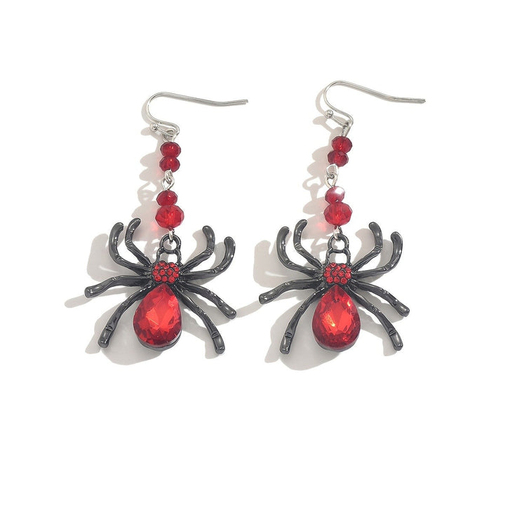 Gothic Red Spider Dangle Earrings