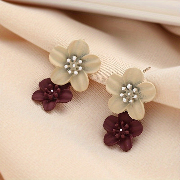 Dainty Two-Tone Floral Drop Earrings